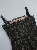Vestido Longo Feminino com Renda e Decote Quadrado - Elegante Festa Noite