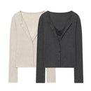 Cardigan Feminino de Renda com Botões e Manga Longa - Cropped Vintage Tricô Suave Casual