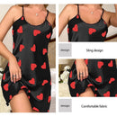 Camisola Feminina Sexy com Estampa de Coração e Alças Finas - Pijama Loungewear Verão