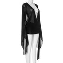 Vestido Mini de Renda com Decote Quadrado e Manga Bufante - Estilo Vintage