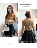 Women Lace Blouse Long Sleeve Fashion Blouses and Shirts Crochet Casual Female Clothing Plus Size Femme Tops
