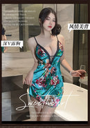 Vestido Feminino Floral com Decote V e Alças - Confortável Renda Costas Abertas Camisola Noite Casa