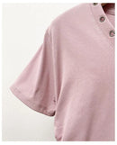 Women's V-Neck Rivet Detail Ruched Short Sleeve T-shirt Casual Slim Fit Crop Top
