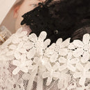 Sexy Women Lace Blouses Long Flared Sleeve High Collar Inner Wear Lace Shirt Base Tunic Top Perspective Vintage Bottom Blouse