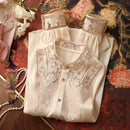 Women's Long Sleeve Blouse - Summer Fashion Embroidery Casual Elegant Top Shirt for Spring Elegant Fashion Women's Clothing
