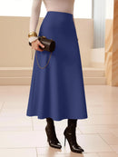 Women Midi Skirt High Waist A line Flowy Style Breathable Fabric Ideal for Casual Streetwear Dates  Classic Colors