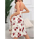 Vestido Slip Feminino Floral Canelado com Alças Finas - Loungewear Verão