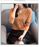 Women Lace Blouse Long Sleeve Fashion Blouses and Shirts Crochet Casual Female Clothing Plus Size Femme Tops