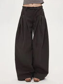 Women High Waist Wide Leg Pants 2025 Autumn Retro Cargo Wide Leg Pants Women's Curved Straight Floor Length Loose Casual Trouser