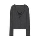 Cardigan Feminino de Renda com Botões e Manga Longa - Cropped Vintage Tricô Suave Casual