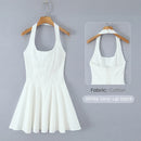 Vestido Feminino Branco com Renda Bordada e Halter - Sem Manga Costas Abertas Sexy Linha A Festa 2025