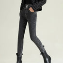 New Women's High Waist Stretch Jeans Blue Black Gray Fashionable and Versatile Multi-button Popular Slim Denim Long Pants Female
