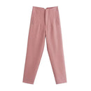 High Waist Solid Pants for Women Casual Basic Ankle Trousers with Pockets Zipper Fly Office Wear Pants Pantalones Mujer