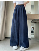 Cotton and Linen Women's Wide Leg Full Pants High Waist Summer Female Elegant Minimalism Straight Loose Trousers 2026 Autumn