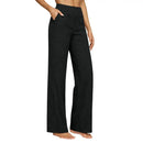 Elegant Women Pants Wide Leg High Rise Work Trousers with Side Pockets Pure Color Summer Pants Casual Business Office Wear