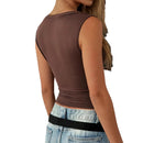 Women's V Neck Sleeveless Crop Tank Top 2025 Summer Slim Fit Solid Color Casual Camisole Tops