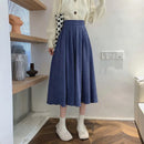 Fashion High Waist Pleated Skirt Women Korean Elegant College Style Midi Skirt Ladies Autumn Winter Thick A-line Skirts