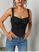 NewAsia Women's Sleeveless Spaghetti Strap Lace Crop Corset Top Backless Double Layer Fashion Casual Party Cami Bustier Tops