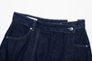 Women Casual Navy Blue Denim Shorts Set V-neck Short Sleeves Cropped Shirt High Waist Solid Color Shorts Skirt Female Suits