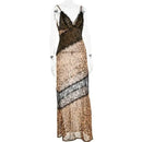 Vestido Maxi Feminino com Estampa de Leopardo e Alças - Sexy See Through Sem Manga Costas Abertas Praia Clube