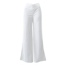 Women High Waist Flared Pants Office Casual Sheer Mesh Patch Crisscross Y2K Trousers Elegant Streetwear Work Pants Lady Clothes
