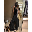 Elegant White Wide Leg Pants Women Fashion Streetwear Linen Black Baggy Pants Summer Korean High Waist Casual Straight Trousers