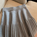 Pleated Mini Skirts Korean Sweet Knitted Skirts Sweet Elastic Waist Ladies Casual Youthful For Women's Clothes Solid Fashion New