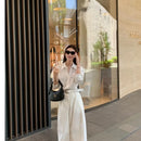 Elegant Lace Trim Blouse Women Spring Autumn Single Button Pure Desire Long Sleeve Top