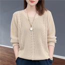 V-neck Knitted Sweater Autumn Popular Women's Clothing Foreign Style Inside with Solid Color Bottoming Shirt Top Jumpe Homme