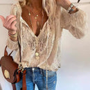 2026 Women's Fashion Solid Color Lace Long Sleeve Shirt Loose Slim Fit Versatile Elegant Office Commute Casual Pullover Blouse