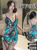 Vestido Feminino Floral com Decote V e Alças - Confortável Renda Costas Abertas Camisola Noite Casa