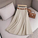 Elegant Fashion Skirts For Women 2026 New Spring Autumn Patchwork Pleated A-Line Mid-length Skirts Commuting Office Lady Skirt