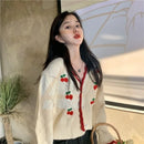 New Women Spring Autumn Knitted Cardigan Sweater V-neck Cropped Short Tops Korean Retro Outerwear Long Sleeve Sweaters Tops
