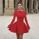 Vestido Mini Feminino com Renda Patchwork e Cintura Franzida - Linha A Costas Abertas Sexy Festa Balada Outono Inverno