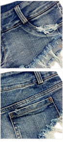 Short Jeans Feminino Mini com Cintura Baixa e Rasgos - Streetwear Verão
