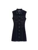 Vestido Jeans Feminino Mini sem Manga - Casual Elegante Verão 2025