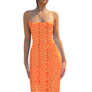 Vestido Longo Feminino Floral com Alças Finas e Costas Abertas - Casual Praia Verão