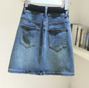 Women's Denim Skirt Zipper Blue High Waist Short Coquette Mini with Pocket Female Jeans Skirts Tight Gyaru Sexy Wrap Premium V