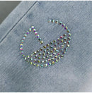 High waisted Jeans For Summer 2025 New Loose Elastic waist Hot pressed Diamond Pants Women's Casual Denim Trousers