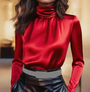 Elegant Long Sleeve Loose Blouse Women 2025 Autumn Winter Ladies Tops Casual
