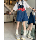 Short Jeans Feminino Kawaii com Bordado e Perna Larga - Y2K Streetwear