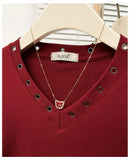 Women's V-Neck Rivet Detail Ruched Short Sleeve T-shirt Casual Slim Fit Crop Top