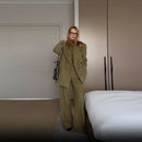 Women's Casual Versatile Office Formal Outfits Trendy Elegant Soft Shoulder Pad Blazer All Season Simple Commuter Straight Pants