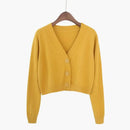 Cardigan Cropped Tricô Feminino Estilo Coreano - Manga Longa Decote V Y2K