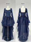 Vestido de Festa Princesa com Bordado Floral e Manga Bufante - Branco