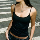 Summer Casual Sleeveless Spaghetti Strap Top Women Harajuku All-match Cropped Tops y2k Vintage Clothing