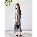 VIMLY Chinese Style Floral Print Skirt Set Women 2026 Summer Outfit Sleeveless Top Maxi Skirt Lady Two Piece Clothing Set A6121