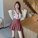 New Women Spring Autumn Knitted Cardigan Sweater V-neck Cropped Short Tops Korean Retro Outerwear Long Sleeve Sweaters Tops