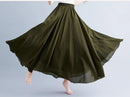 Boho Cotton Linen Beach Long Skirt Women Vintage Casual Solid A-line High Waist Dance Floor-Length Maxi Skirt Spring Summer New