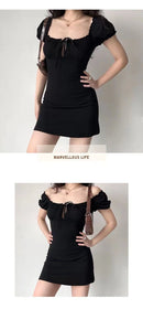 Vestido Mini Sexy com Manga Curta e Costas Abertas - Festa